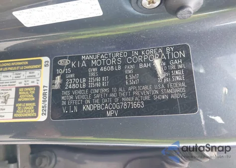 2016 Kia Sportage Lx z USA, uszkodzony, nr VIN KNDPBCAC0G7871663